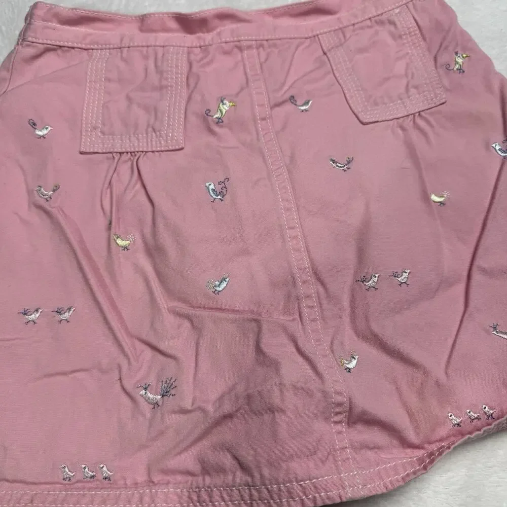 Vtg Gymboree Girls 2005 A Birds Life Line Skirt Skort Pink size 7 Embroidered